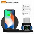 2019 New 3 in 1 Wireless Charger Stand Fast Charging Dock for Phone Watch Airpod