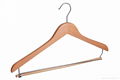 Natural wooden coat hanger with locking bar 2