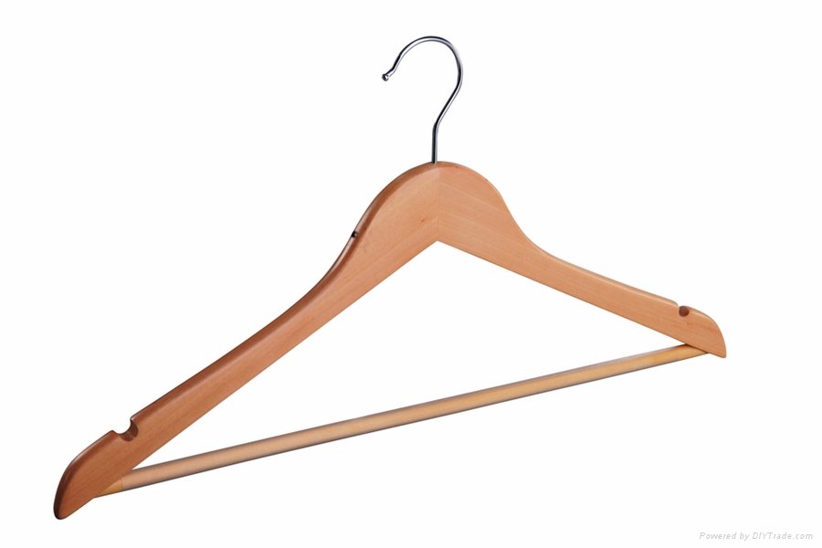 Natural flat shirt hanger with bar 3
