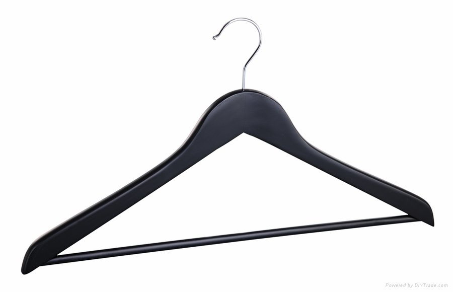 Natural flat shirt hanger with bar 2