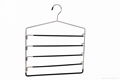 Black pvc coated metal multi pant hangers with swing arms