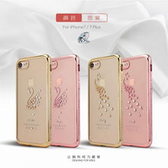 Hot Sale 2017 Luxury Electroplating Crystal TPU Phone Case for iPhone7/7 Plus