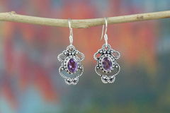 Beautiful 925 Steling Silver Faceted Amethyst Gemstone Earring