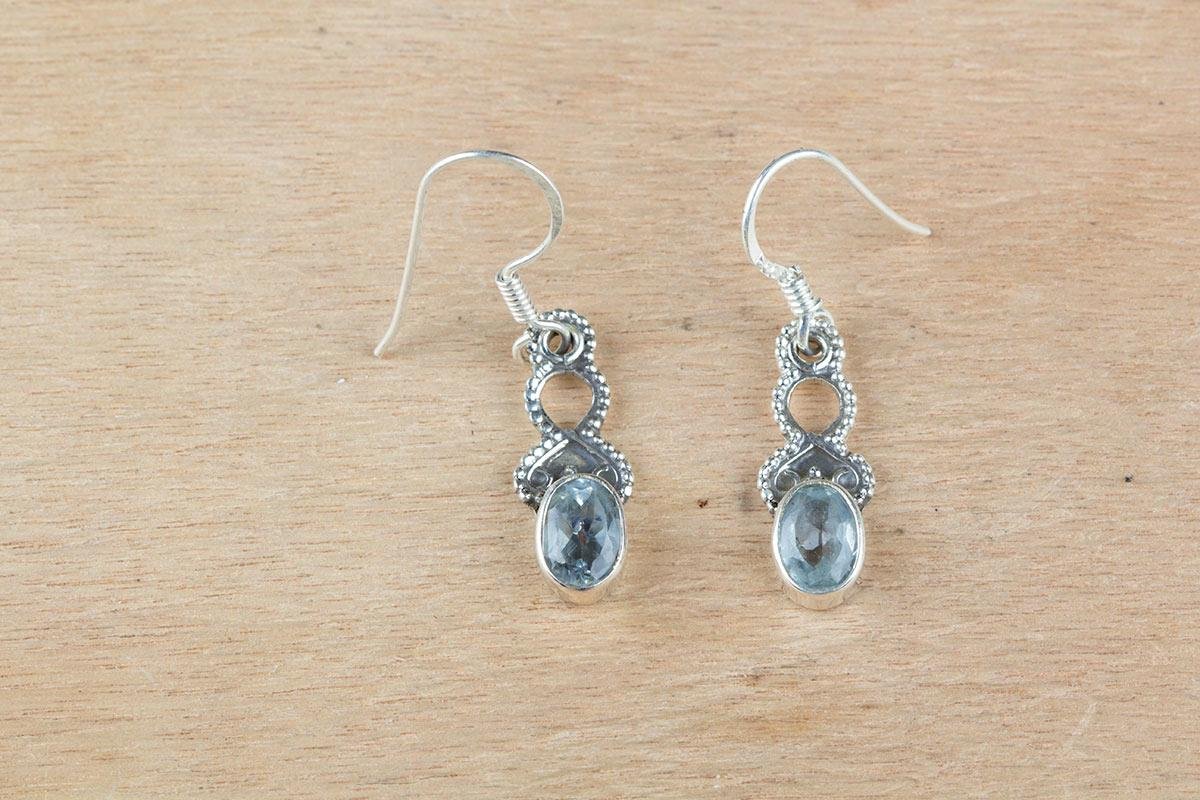 Whole Sale  925 Steling Silver Blue Topaz Gemstone Earring 4