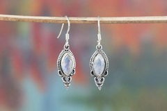 Whole Sale  925 Steling Silver Rainbow Moonstone Gemstone Earring