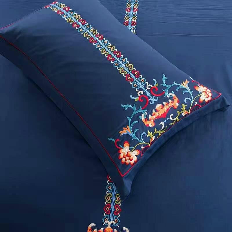 2017 new arrival folk style embroidery 60S cotton bedding set 3