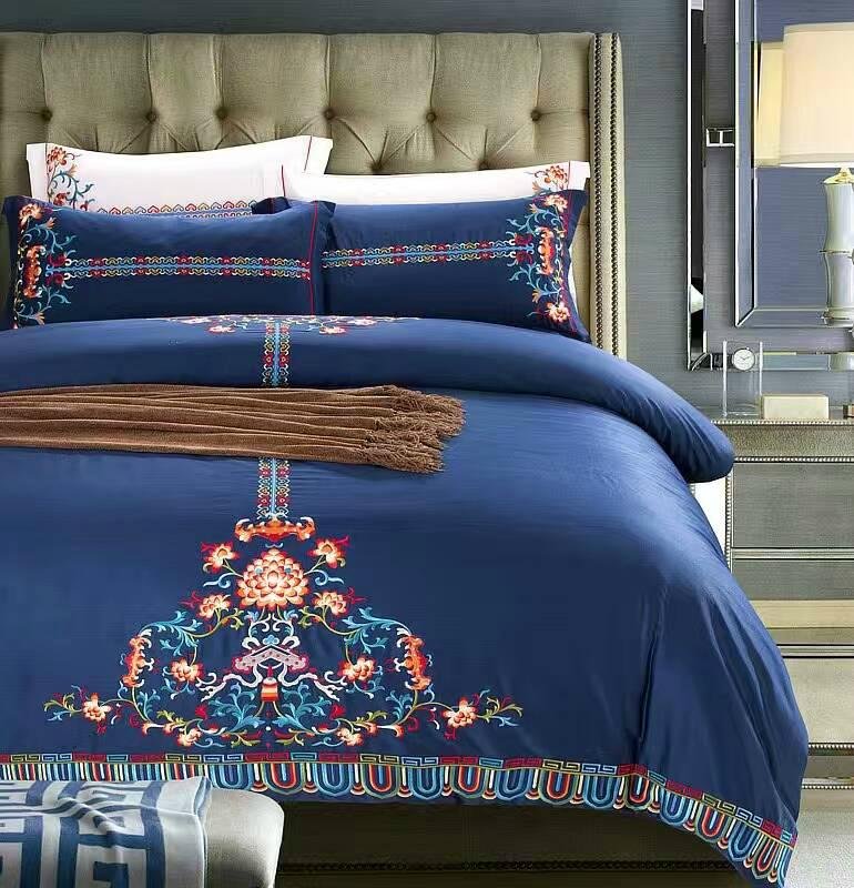 2017 new arrival folk style embroidery 60S cotton bedding set 2