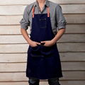 wholesale high quality denim black heavy custom apron with leather strap 1