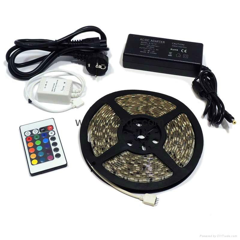 Waterproof 5050 RGB LED Strip 5M 300 Led SMD 44 Keys IR Remote Controller 12V 5A 5