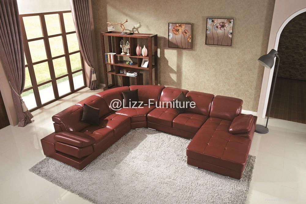 Modern Living Room Sofa U Shape Leather Sofa 2