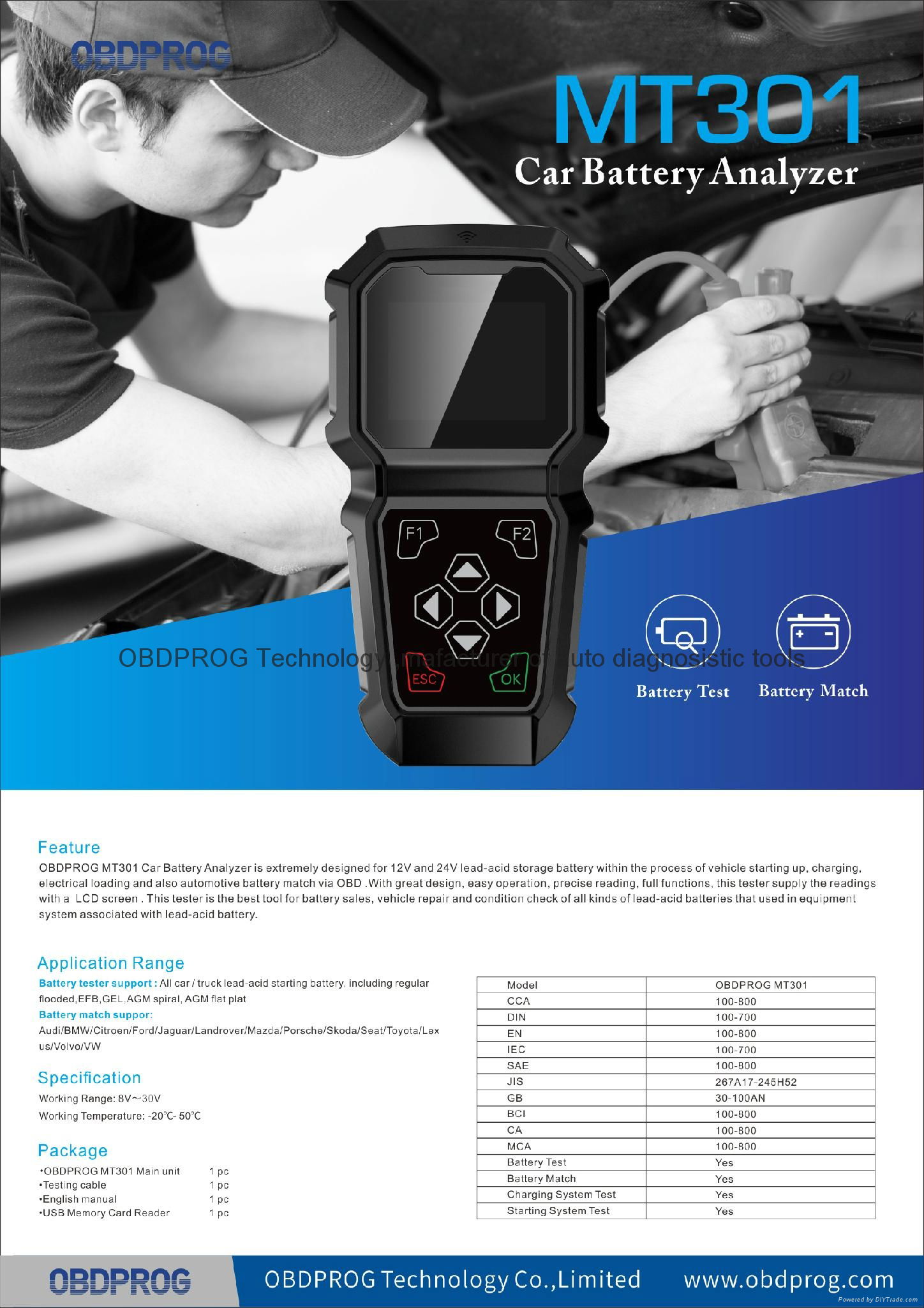 OBDPROG MT301 Pro :Car battery Analyzer 5