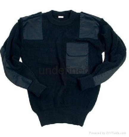 Woolen blended military style sweater 