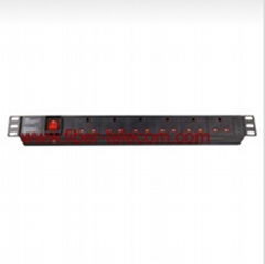 19" UK type PDU socket 6 ways with power cable