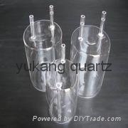large quartz process tubes one end  closed with ball head joint