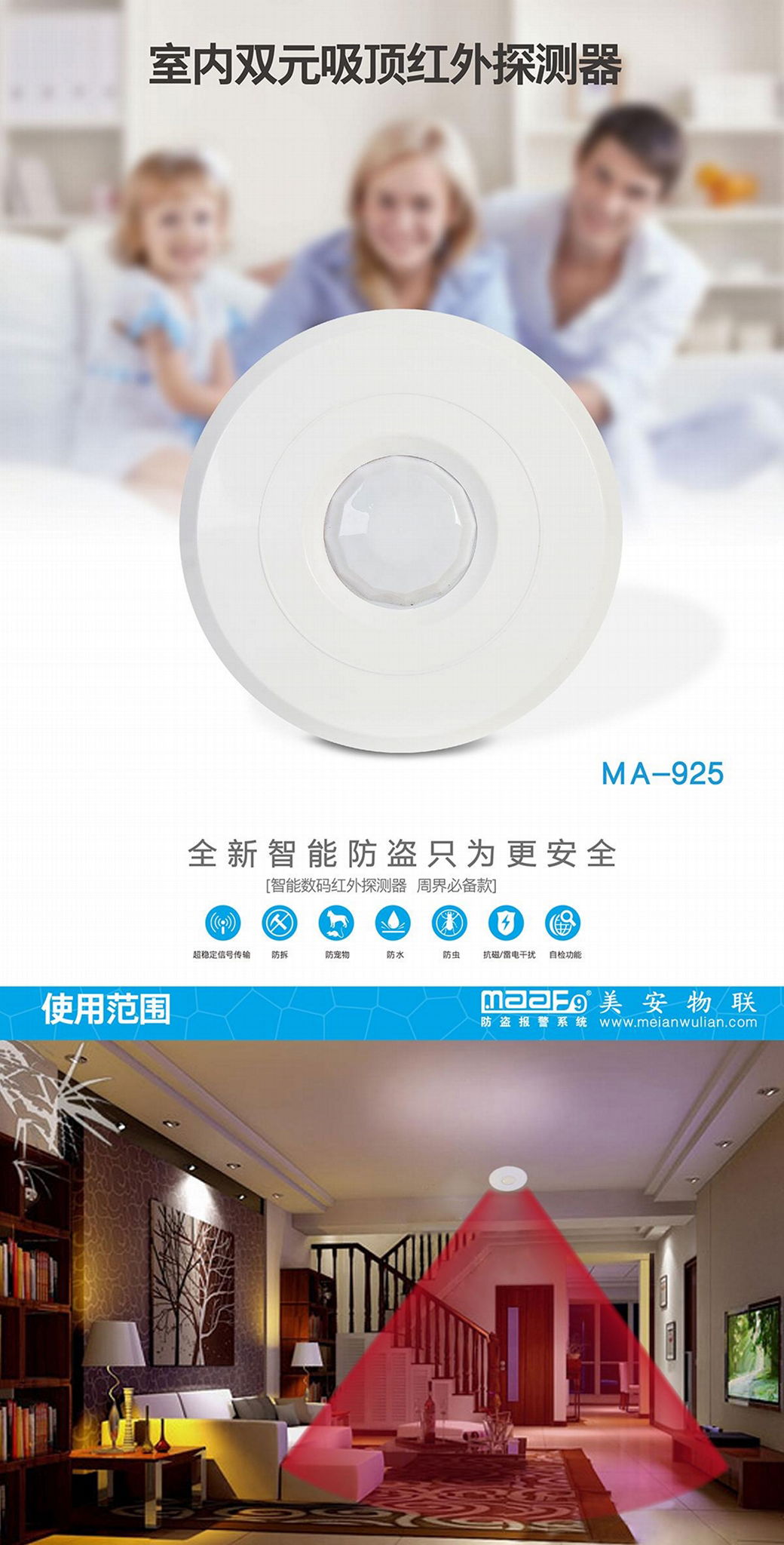 intelligence dual passive celling-mounted infrared detector 3