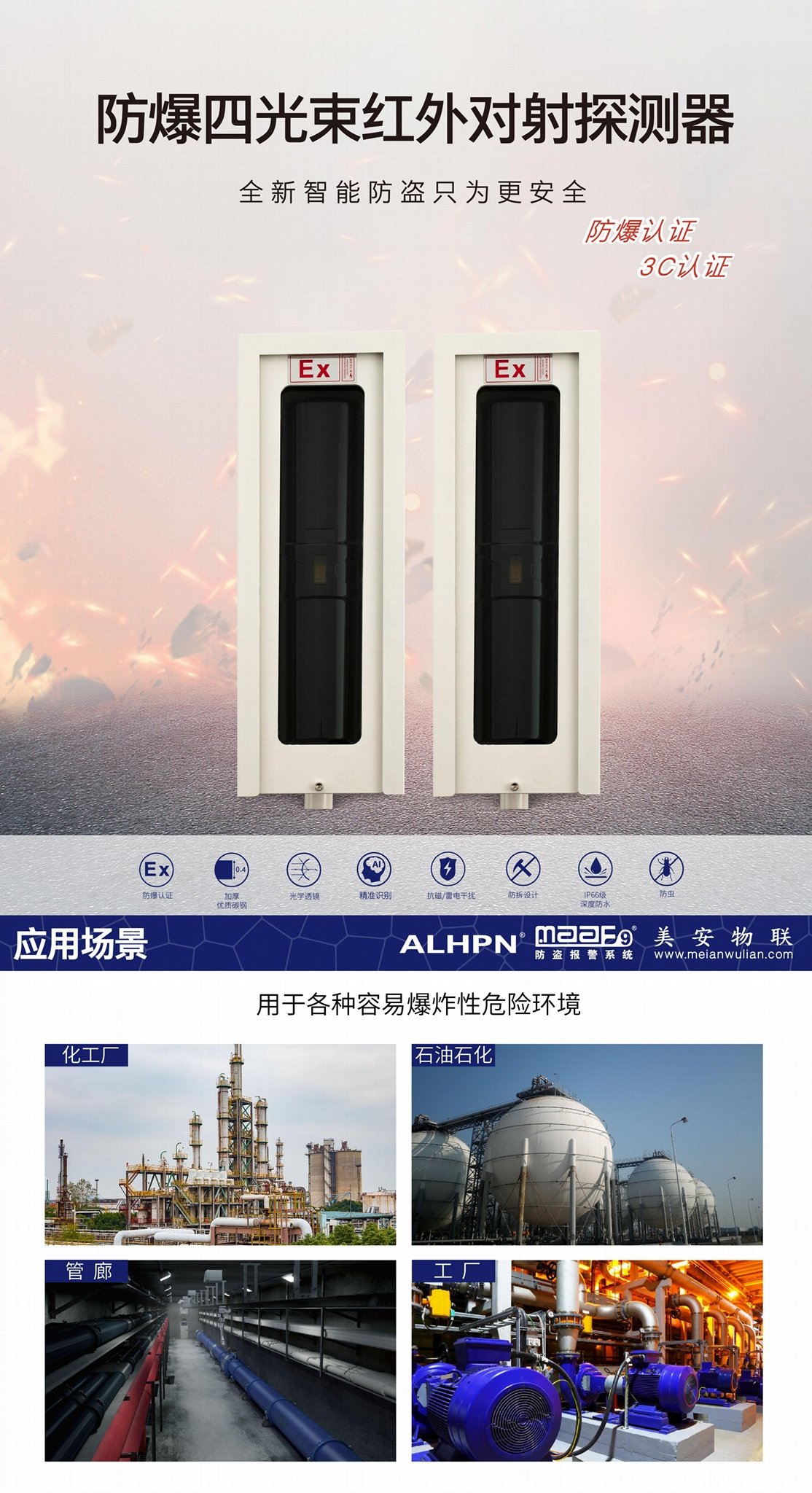 Explosion-proof infrared detector ABH 4 beams 3
