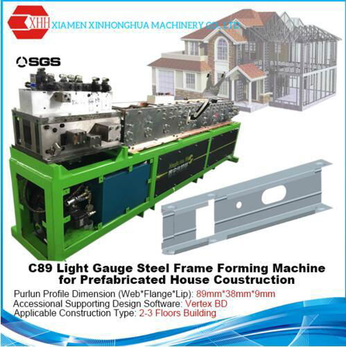 C89 Light Steel Frame CAD Roll Forming Machine for Prefabricated House with Vert