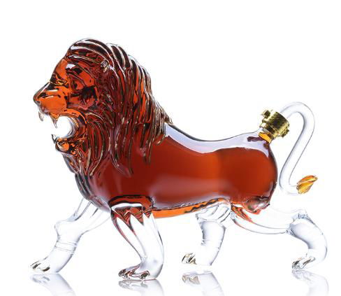 Animal Shaped Lion Shape Wine Handmade Glass Bottle