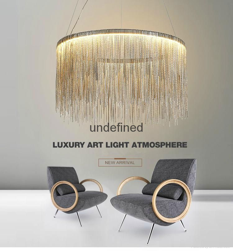 Nordic Minimalism Aluminum Tassel Foyer LED Pendant Light Lustre Round Metal Bed 5