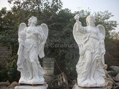 art sculptures with nature white marble, polished