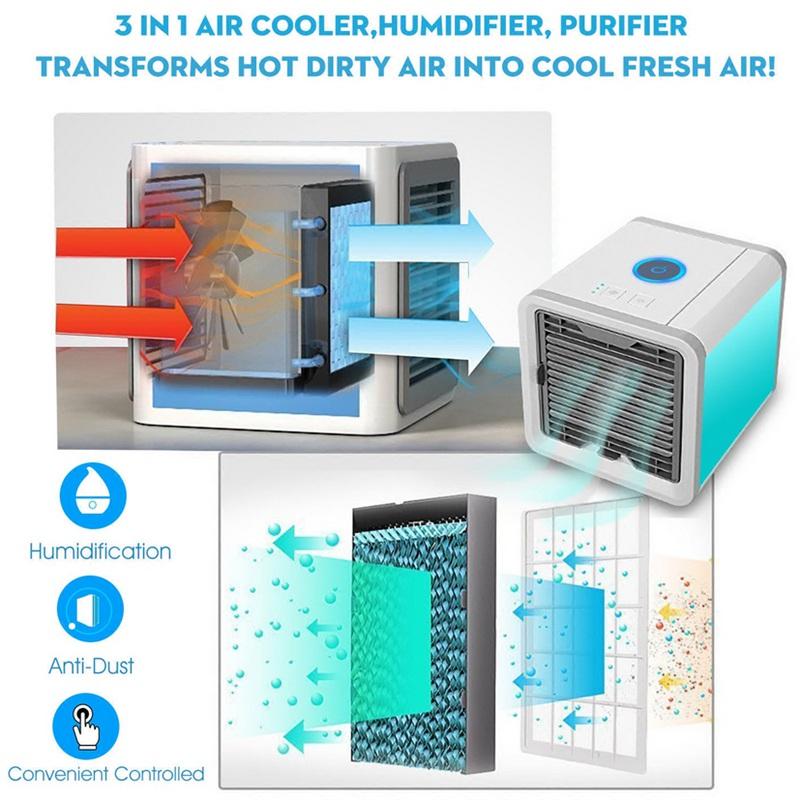 Mini USB Portable Air Cooler Fan Air Conditioner 7 Colors Light Desktop Air Cool 2