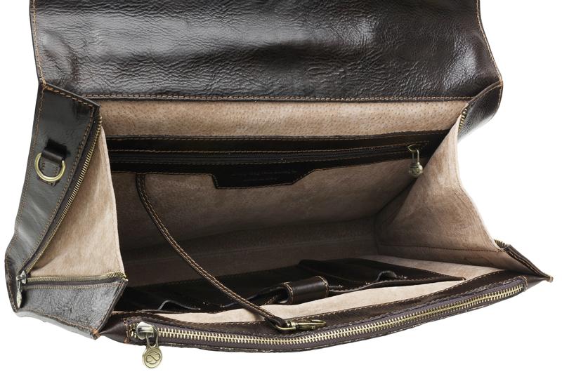 Dark Brown Genuine Leather Briefcase Laptop Bag 2