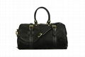 Black full grain leather duffle bag