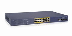 Acorid 10/100Mbps 16 Ports PoE switch with 2 Gigabit uplink ports