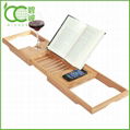 Bathroom Furniture Eco-Friendly Bamboo Bathtub Caddy Tray with Extending Sides 4