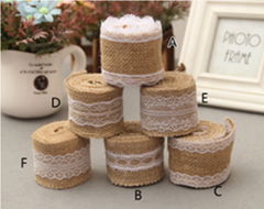 burlap rolls with lace