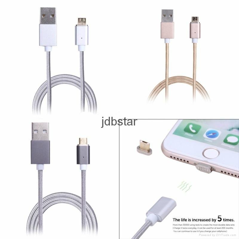 Magnetic usb cable Nylon metal magnetic charging cable
