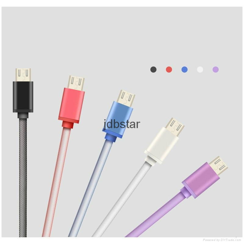 Wholesale Fish Net Metal USB Chage Cable Micro Data Sync Phone Cable for Mobile  2