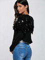 Black Fashion Sequins Outerwear Coat 3