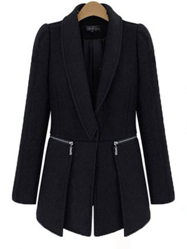 Black Wool Fashion Women Coat