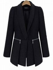 Black Wool Fashion Women Coat