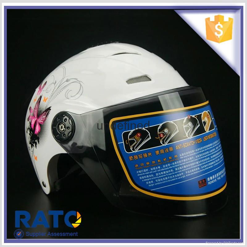 China wholesale cheap white pink cartoon half face motorcycle helmet