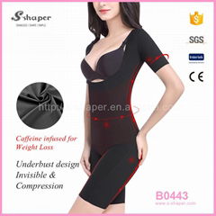 S - SHAPER Women  Slimming  Long Sleeve Caffeine Infused  Bodysuit