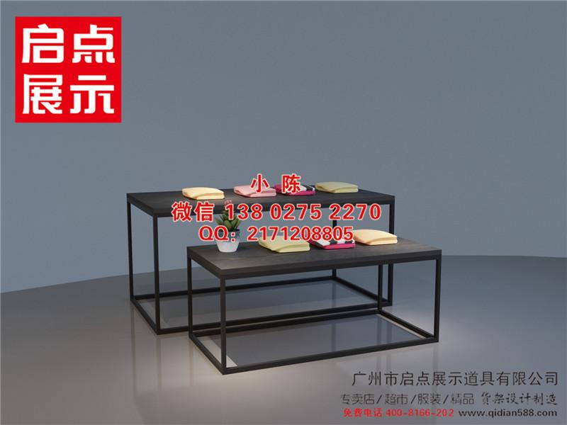服裝雙層貨架烤黑色漆服裝展示架可調節貨架