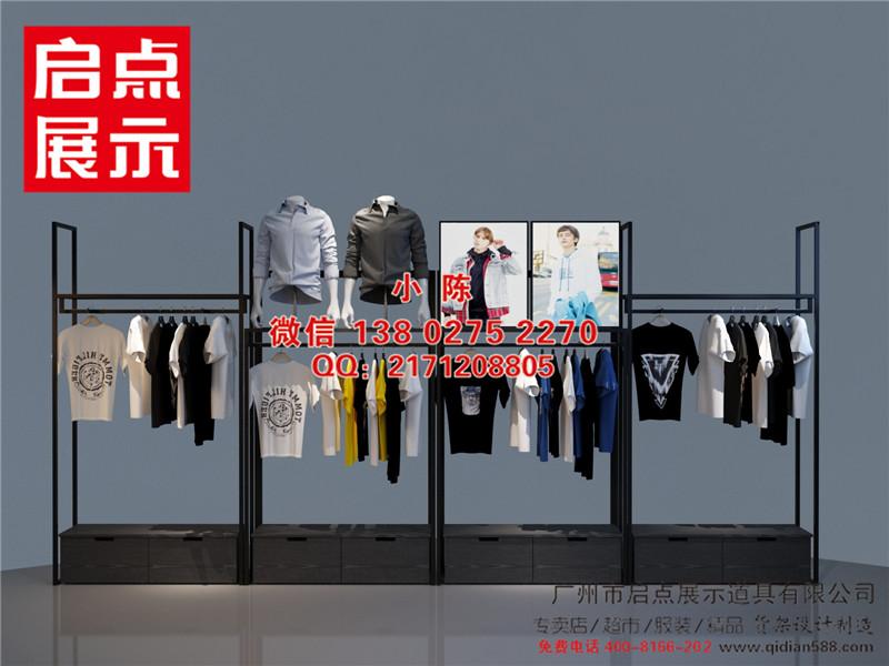 服裝雙層貨架烤黑色漆服裝展示架可調節貨架 2