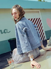 5MG small and fresh denim jacket women's loose summer 2018 new casual jacket chi