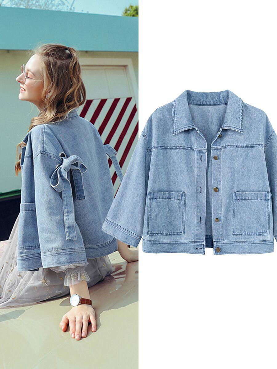 5MG small and fresh denim jacket women's loose summer 2018 new casual jacket chi 2