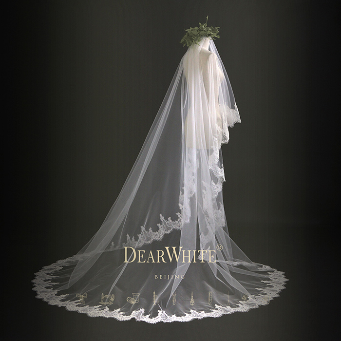 7 Dear White Retro New Model Marry Lace Long Wedding Veils 2