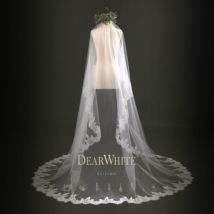 7 Dear White Retro New Model Marry Lace Long Wedding Veils 3
