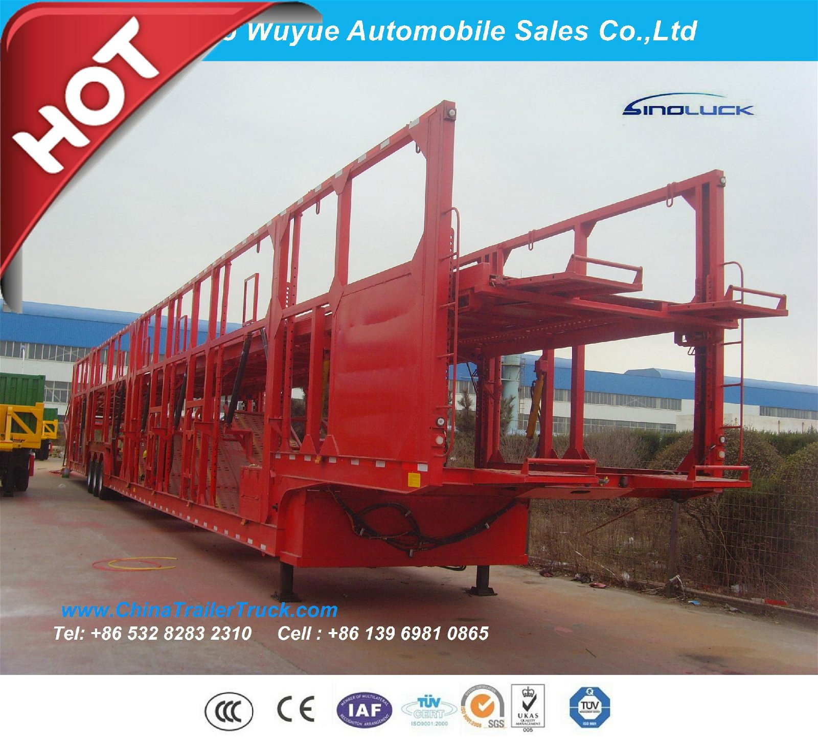 Long Vehicle Car Carrier Transport Semitrailer or Semi Truck Trailer 2