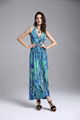 Spring Summer Beach Dress Sleeveless Halter Deep V Backless Bohemian Multicolor  5