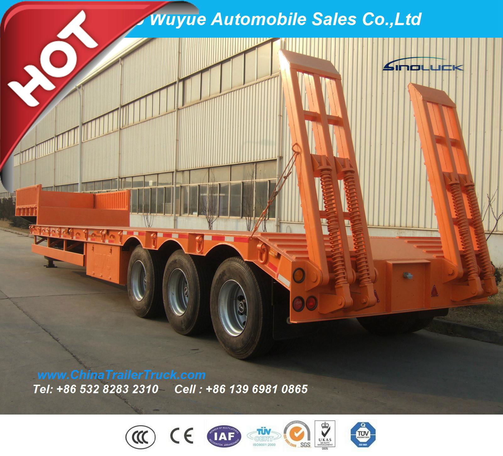 3 Axle 80 Ton Lowbed Semitrailer or Lowbed Semi Truck Trailer 3