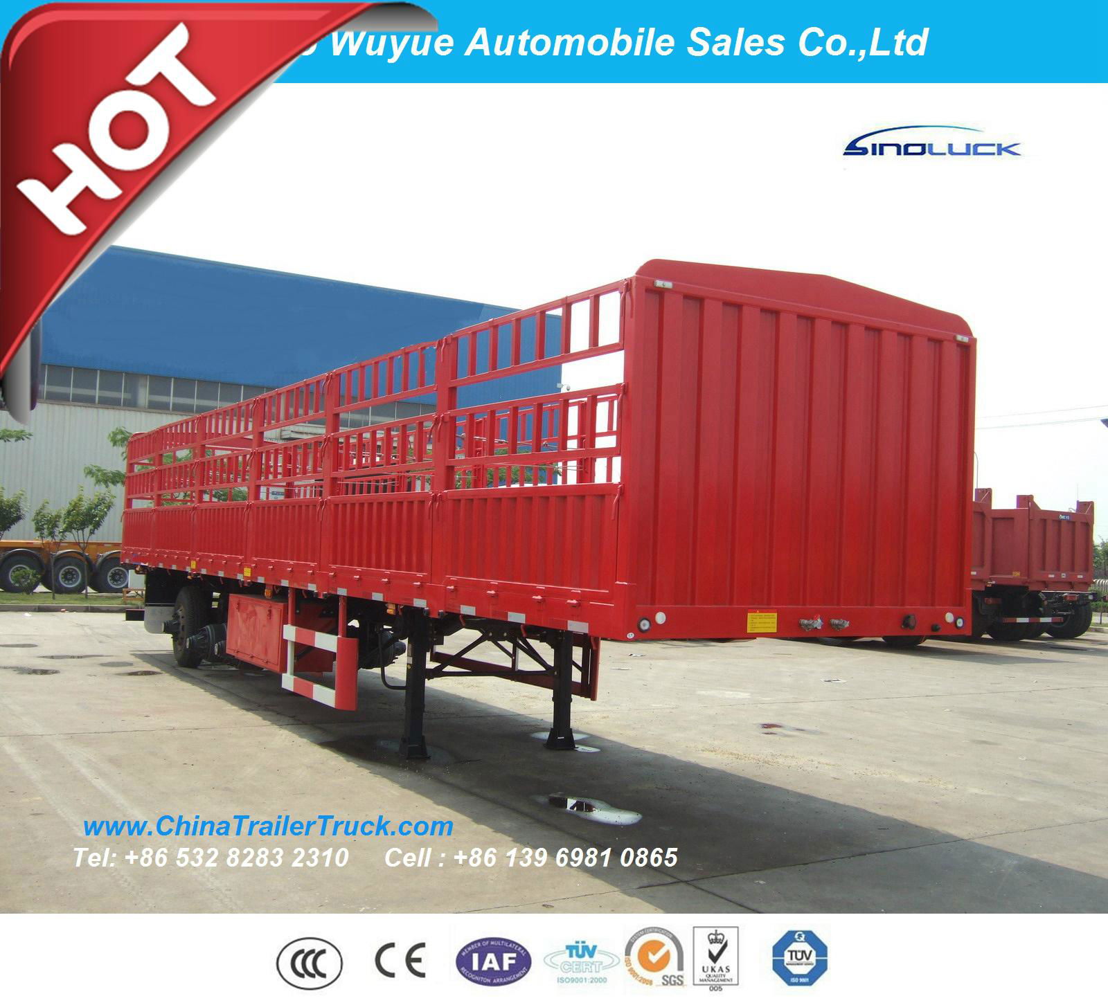 Livestock or Animals Transport Truck Semitrailer or Fence Semi Truck Trailer 3