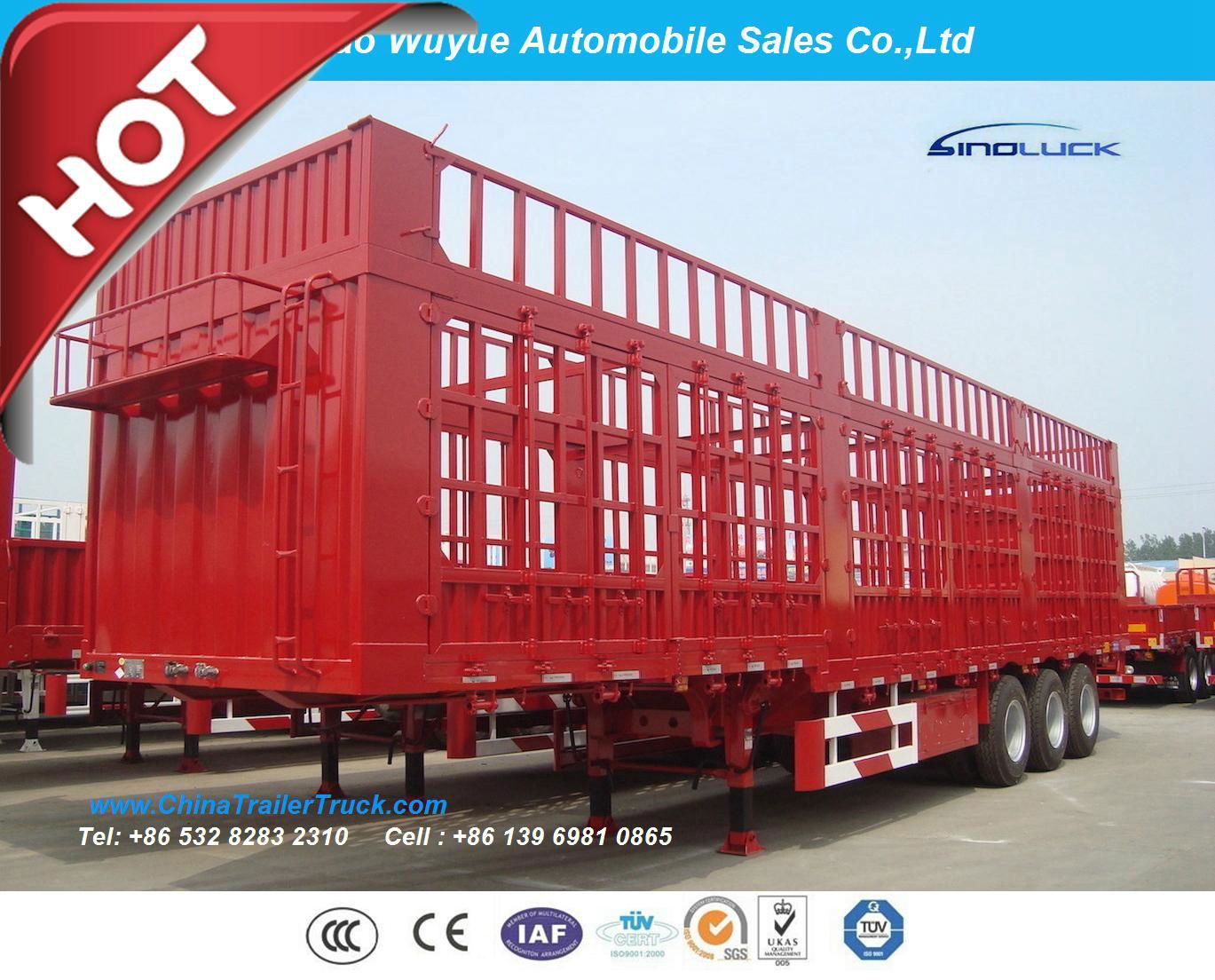 Livestock or Animals Transport Truck Semitrailer or Fence Semi Truck Trailer 4