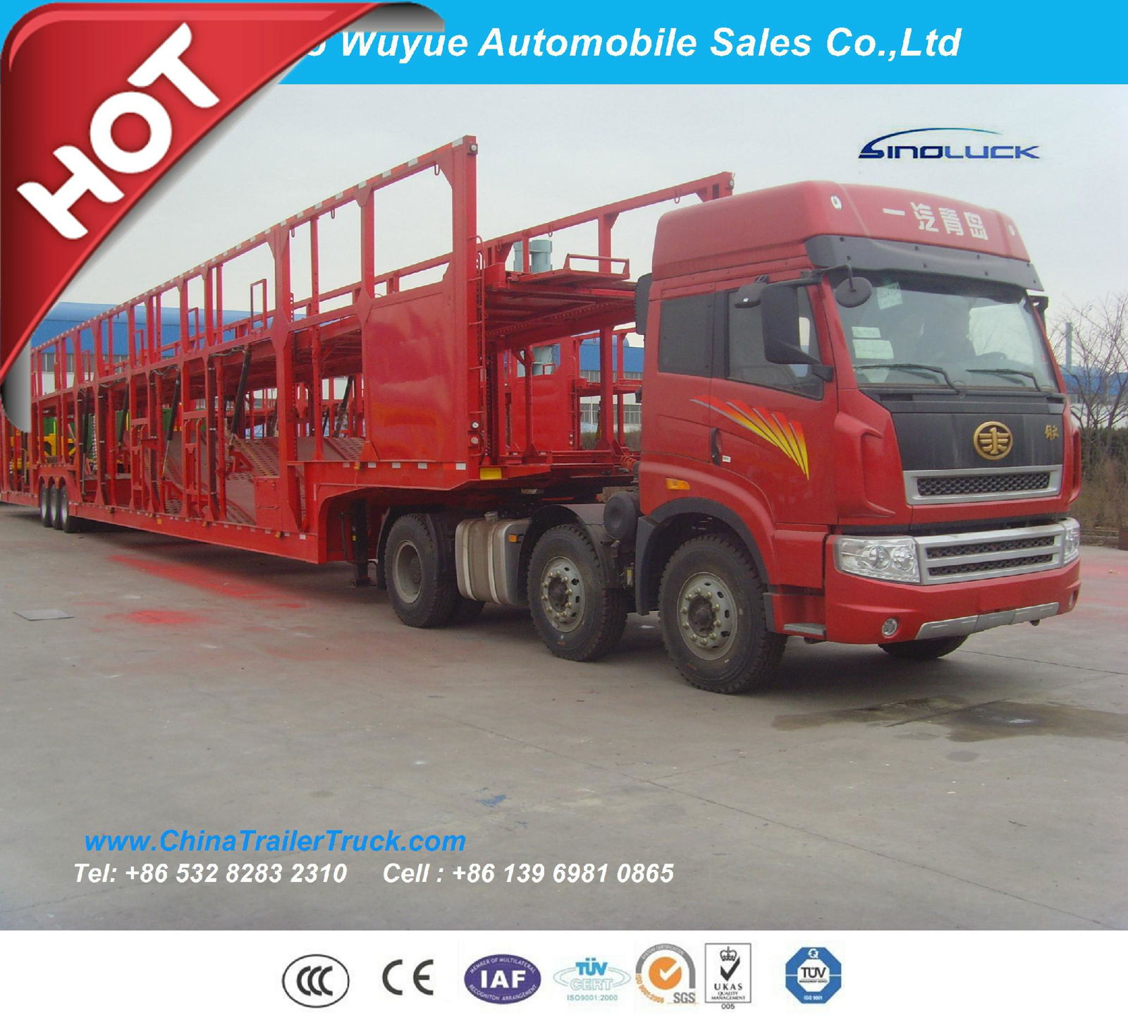 Long Vehicle Car Carrier Transport Semitrailer or Semi Truck Trailer 3