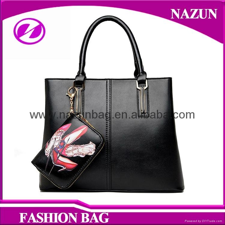 fashion custom design China new style shoulder bag woman handbags with wallet 2